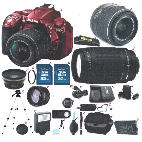 Nikon Red Camera W/ AF-S Nikkor 10-55MM 1:3.5-5.6GII, 70-300MM & MANY EXTRAS!!!! - Picture 7 of 16